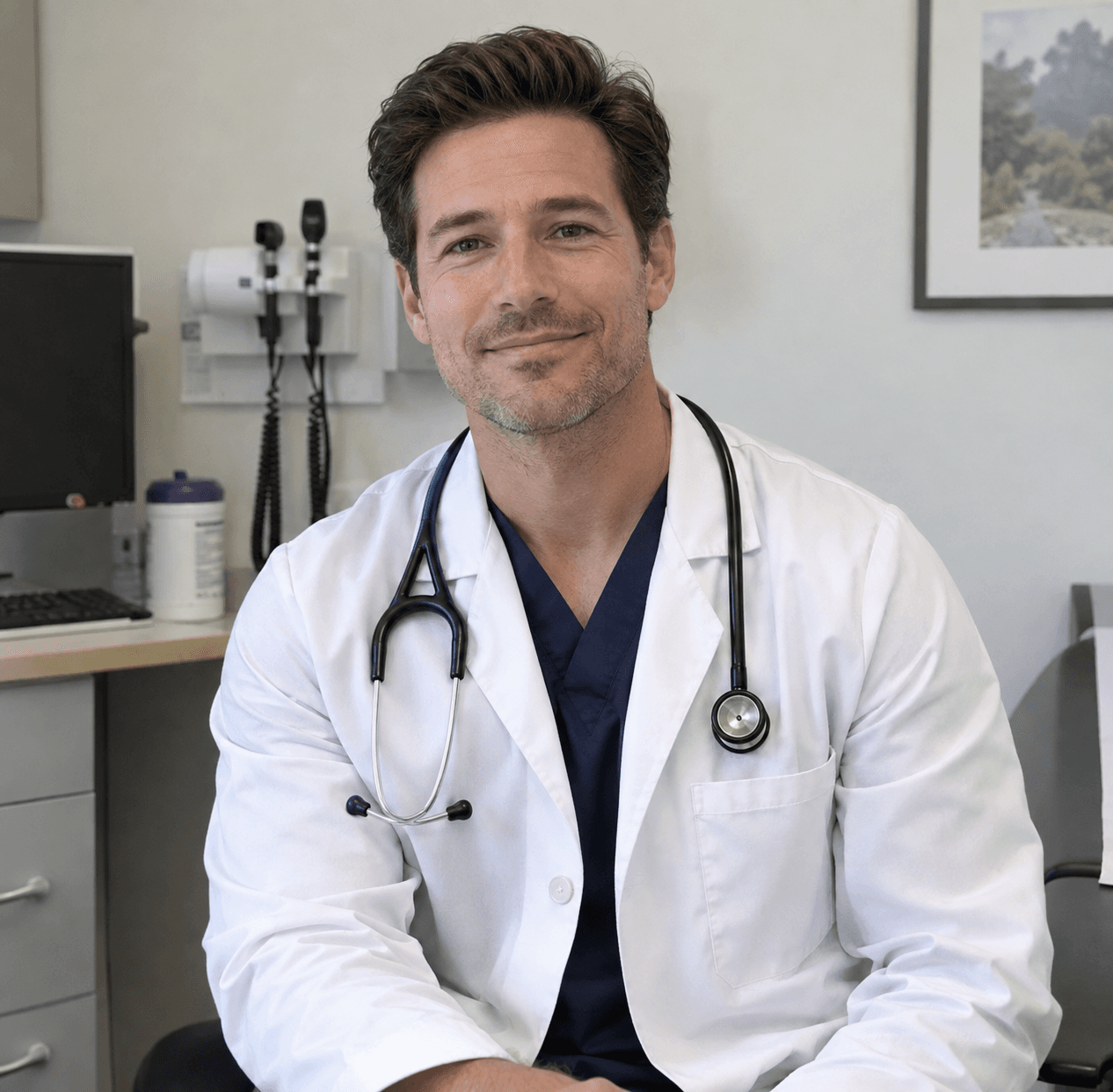 State-licensed physician conducting medical window tint exemption evaluation